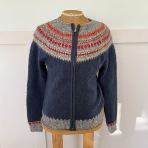 Gap Fair Isle Sweater Cardigan‎ Size MED Nordic Wool Mohair Blend Ski Cottage